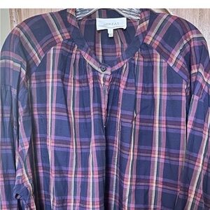 THE GREAT. Women's Plaid Blouse - Purple and Pink